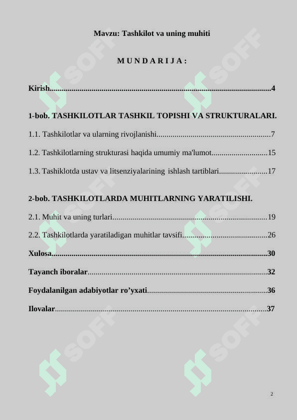 Tashkilot va uning muhiti 2