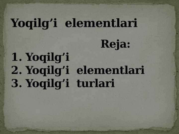 Yoqilg’i  elementlari 1