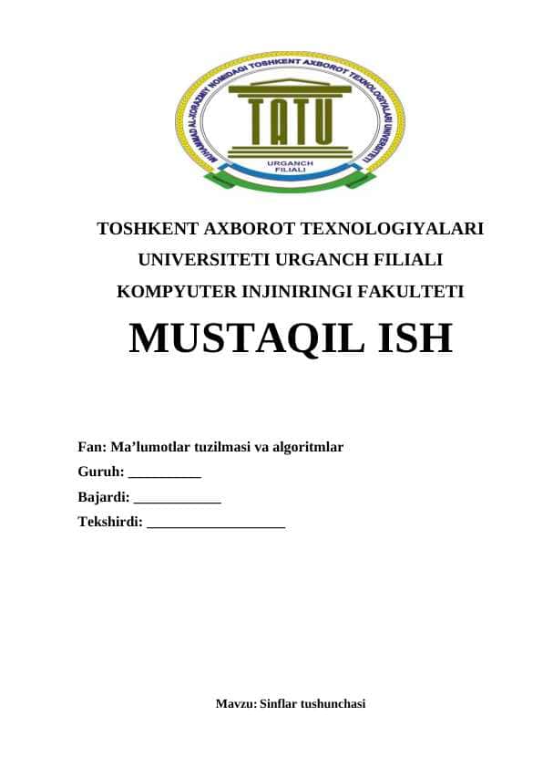 Sinflar tushunchasi 1