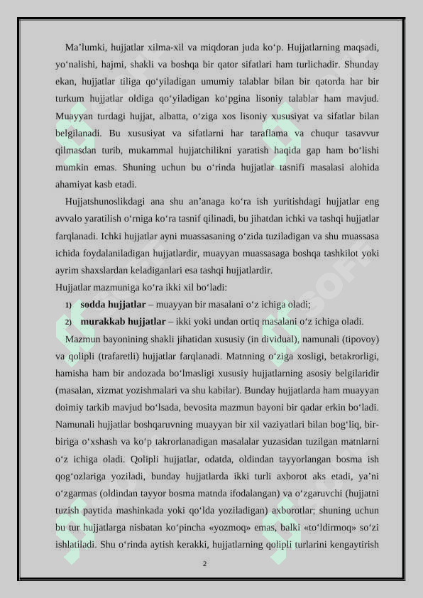 Korxonalarda ish yuritish hujjatlari 2
