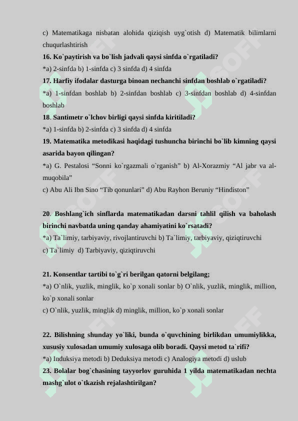 Matematika fanidan testlar (40 ta) 4