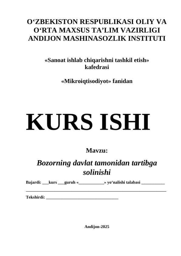 Bozorning davlat tamonidan tartibga solinishi 1