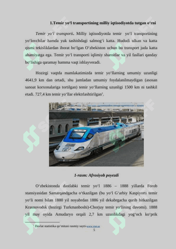 O‘zbekiston transport tizimining tarmoqlar tarkibi 5