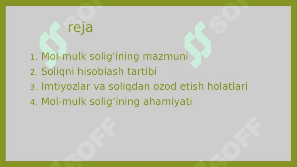 Jismoniy shaxslardan olinadigan mol-mulk solig’I 2