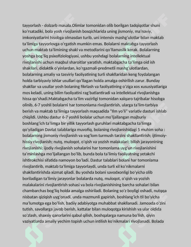 Maktabgacha yoshdagi bolalarni maktab ta'limiga tayyorlashning muammo va yechimlari. 6