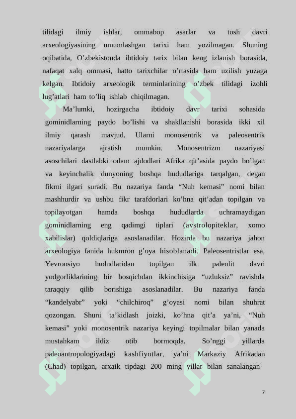 FARG’ONA VODIYSI TOSH DAVRI ARXEOLOGIYASI 7