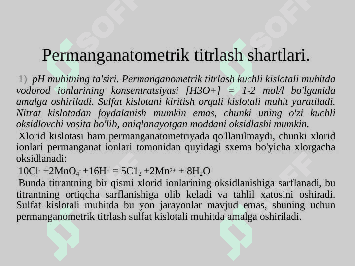 Oksidlanish-Qaytarilish titrlash metodi 7