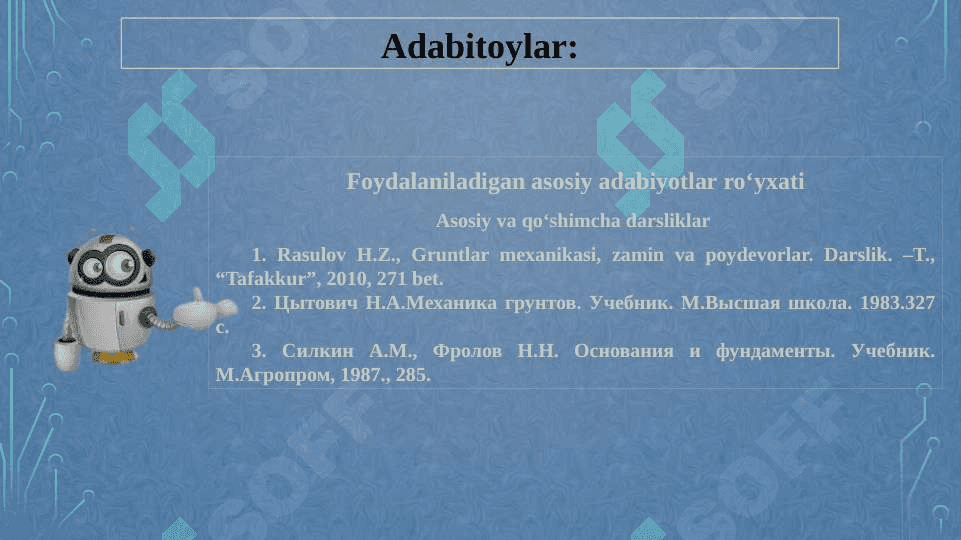 ZAMIN GRUNTLARINING MUVOZANAT HOLATI TENGLAMALARI 2
