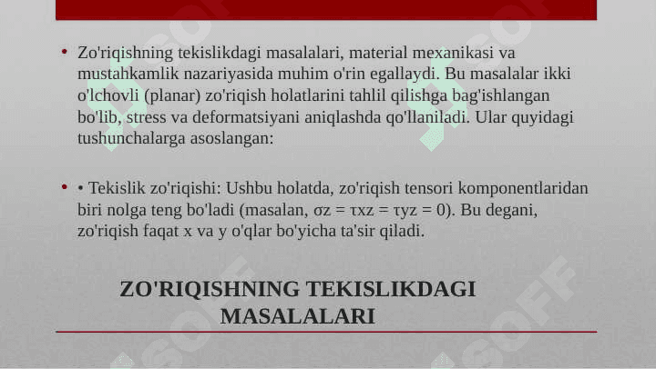 ZO'RIQISHNING TEKISLIKDAGI MASALARI 4