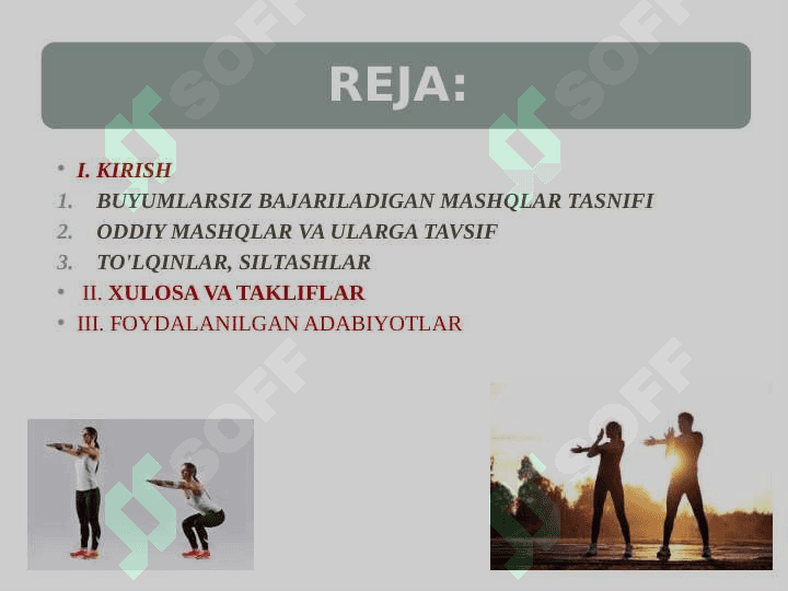 :” UMUMRIVOJLANTIRUVCHI MASHQLAR.(BUYUMSIZ) 2