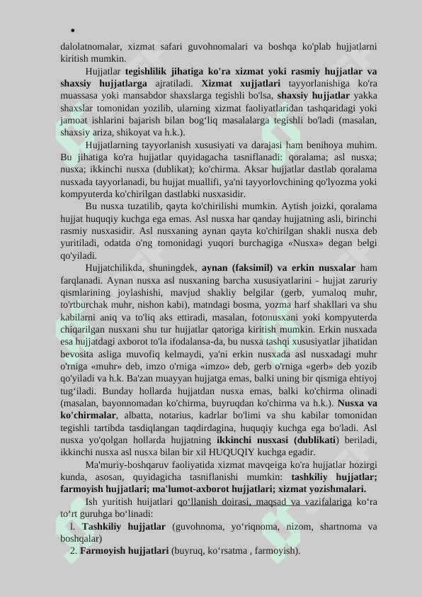 Tarjimai hol, ariza, tushintirish xati, tilxat ishonchnoma va boshqalar , matnlar namunasini tayyorlash 3