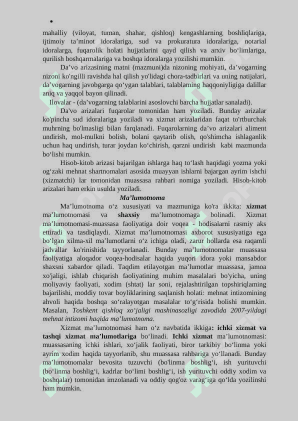 Tarjimai hol, ariza, tushintirish xati, tilxat ishonchnoma va boshqalar , matnlar namunasini tayyorlash 6