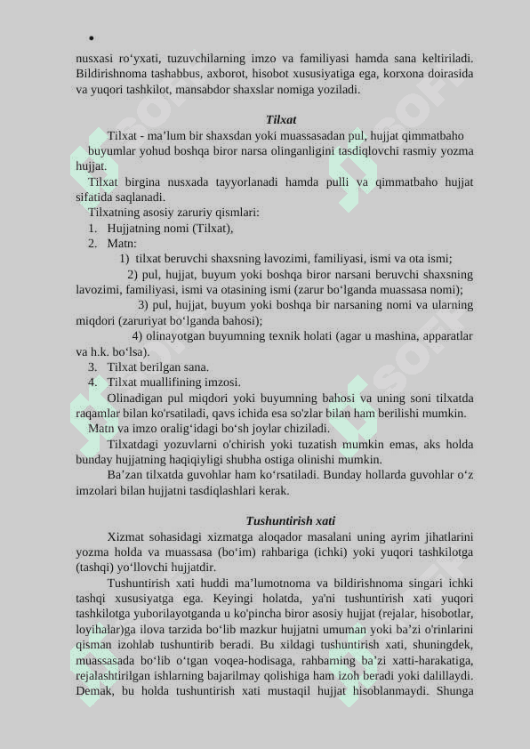 Tarjimai hol, ariza, tushintirish xati, tilxat ishonchnoma va boshqalar , matnlar namunasini tayyorlash 8
