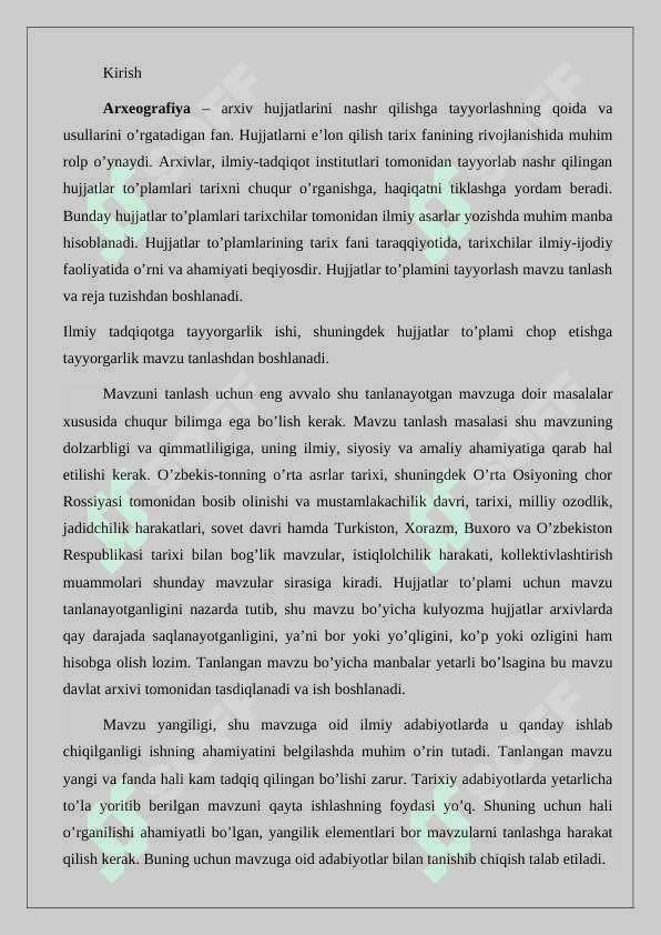 Arxeografik to‘plamning rejasi... . Ish rejasi tamoyillari 24 2