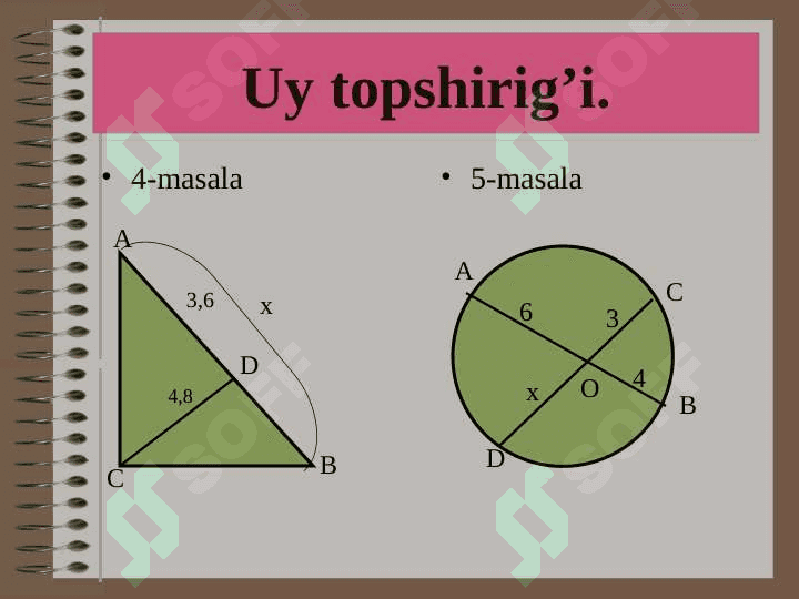 Planimetriya kursi bo’yicha takrorlash. 4