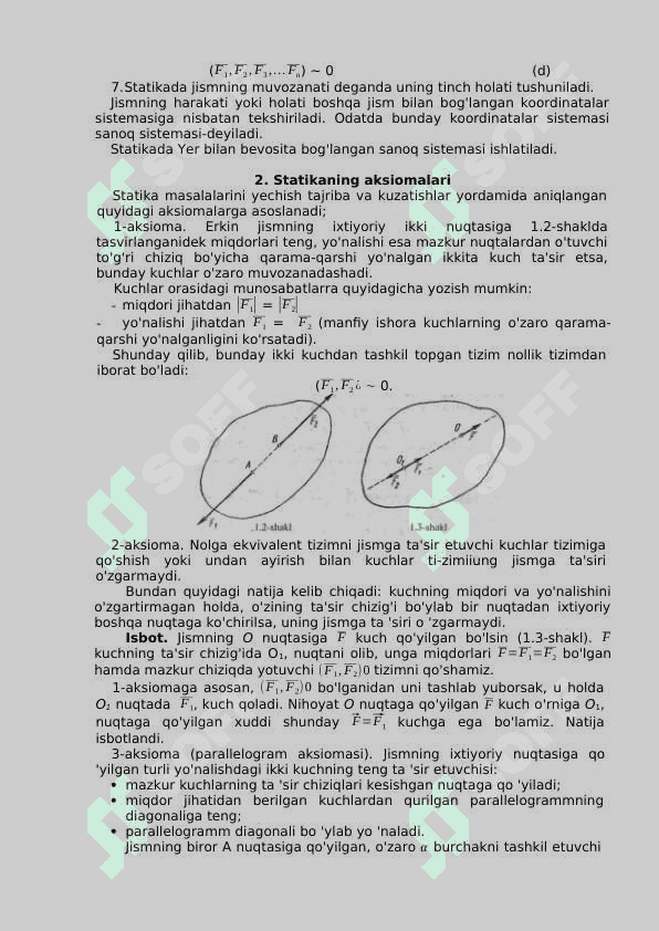 STATIKANING ASOSIY TUSHUNCHALARI VA AKSIOMALARI 2