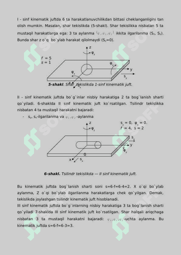 MASHINA VA MEXANIZMLARNING TUZILISH ASOSLARI. KINEMATIK JUFTLAR VA KINEMATIK ZANJIRLAR NAZARIYASI. MEXANIZMLARNING ERKINLIK DARAJASI 6