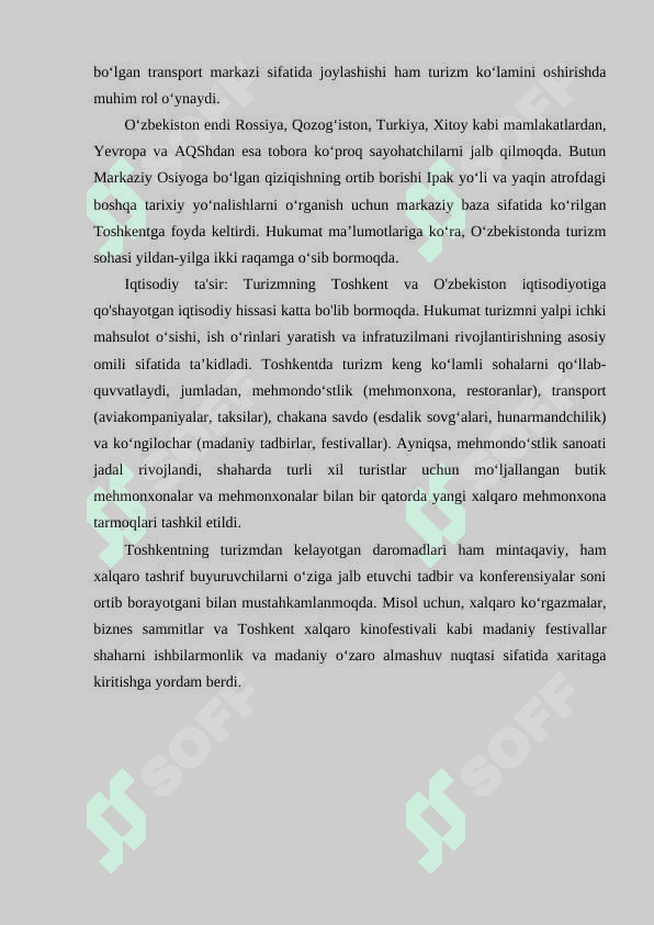 Toshkent turistik mintaqasi imkoniyatlari 6