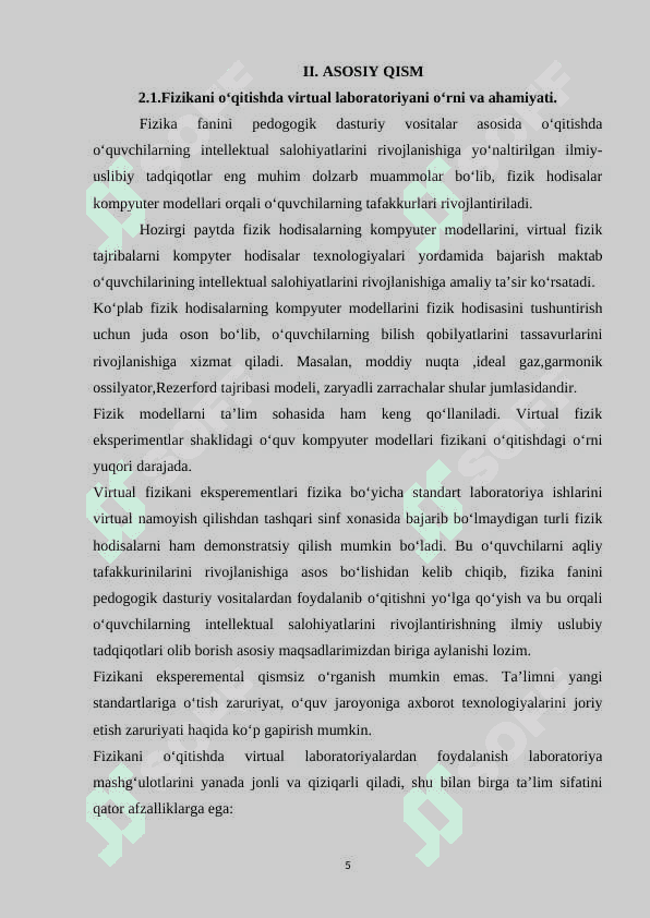 Mexanika bo'limiga oid virtual laboratoriyalar ishlarini o'tkazish usullari 5