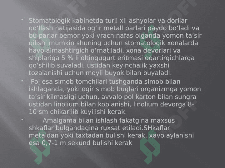 Terapevtik stomatologiya bo`limini tashkil etish 4