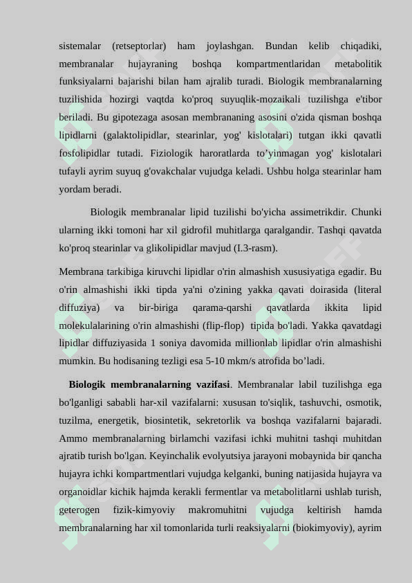 Biologik membranalarning tuzilishi va funksiyasi 7