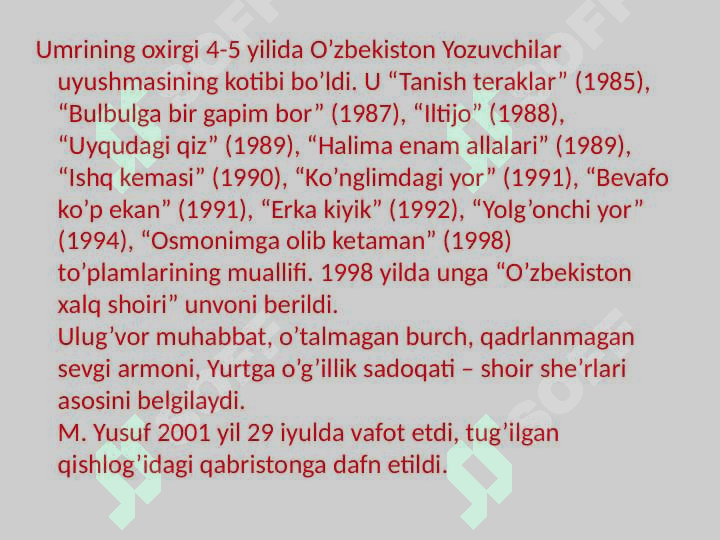 ZIYO ISTAGAN QALBLAR UCHUN MUHAMMAD YUSUF  62 YILLIGI MUNOSABATI BILAN!!! 7