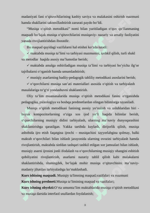 MUSIQIY TA'LIMNING MAQSAD, VAZIFALARI VA MAZMUNI 3