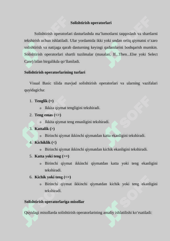 Visual Basic tili operatorlari 6