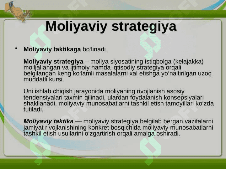 MOLIYAVIY SIYOSATNING ASOSIY YO’NALISHLARI. 3