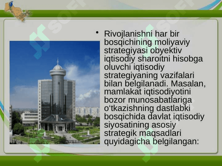 MOLIYAVIY SIYOSATNING ASOSIY YO’NALISHLARI. 4