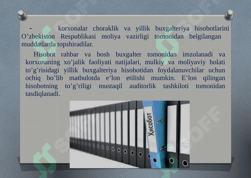 MOLIYAVIY HISOBOTLAR VA ULARNING KORXONA FAOLIYATINI BAHOLASHDA TUTGAN O'RNI 4