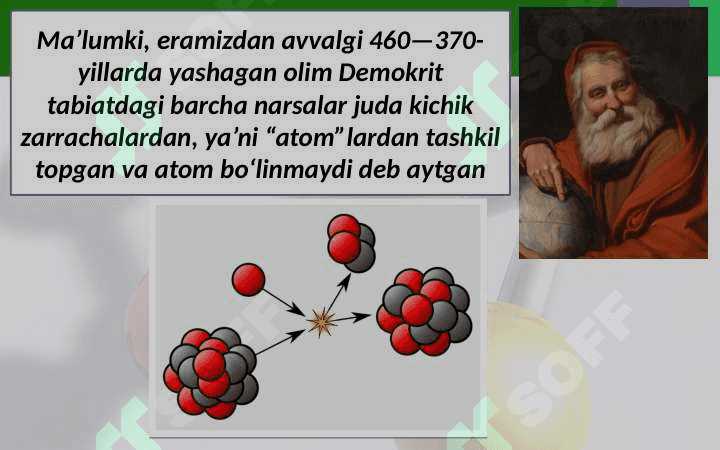 ATOM YADRO TUZILISHI. MASSA VA MAYDON. 3