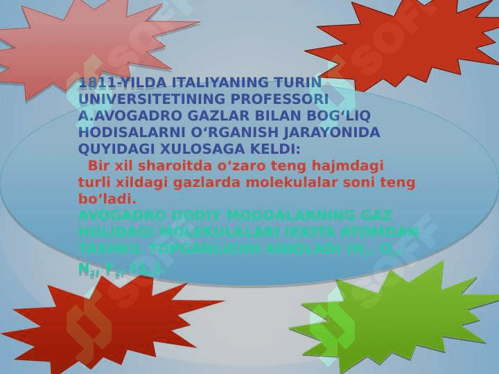 Avogadro qonuni. Molyar hajm. 4