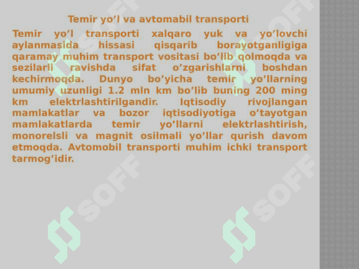 Avtomobil transportida tarifning shakllanishi xususiyatlari 8