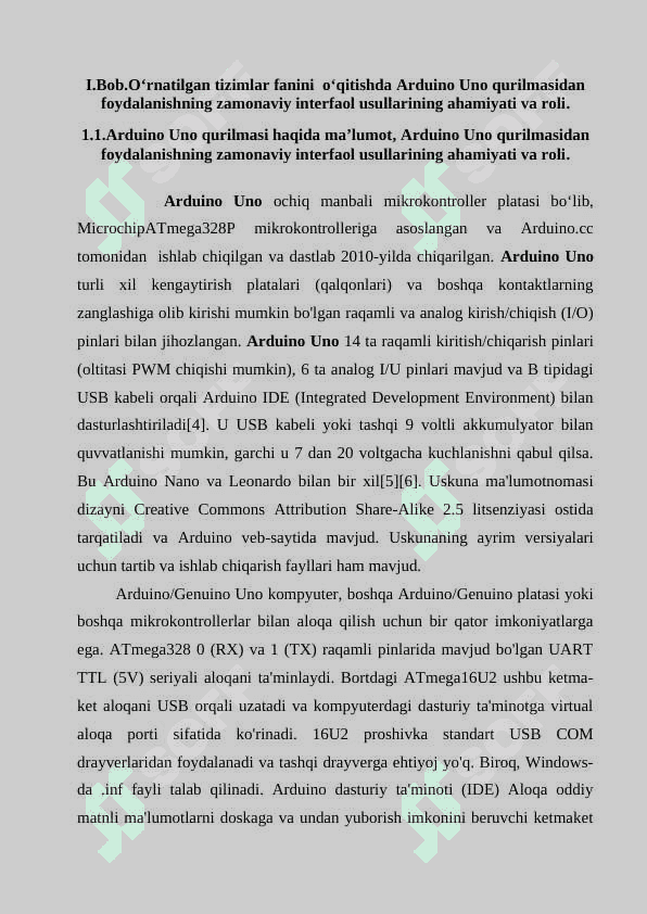 O‘rnatilgan tizimlar fanini  o‘qitishda Arduino Uno qurilmasidan foydalanishning zamonaviy interfaol usullarining ahamiyati va roli. 4