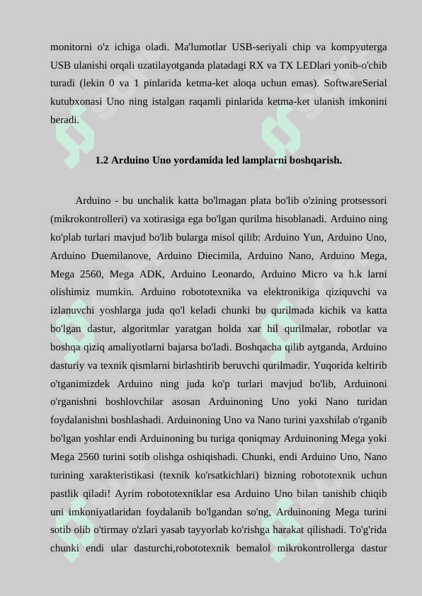 O‘rnatilgan tizimlar fanini  o‘qitishda Arduino Uno qurilmasidan foydalanishning zamonaviy interfaol usullarining ahamiyati va roli. 5