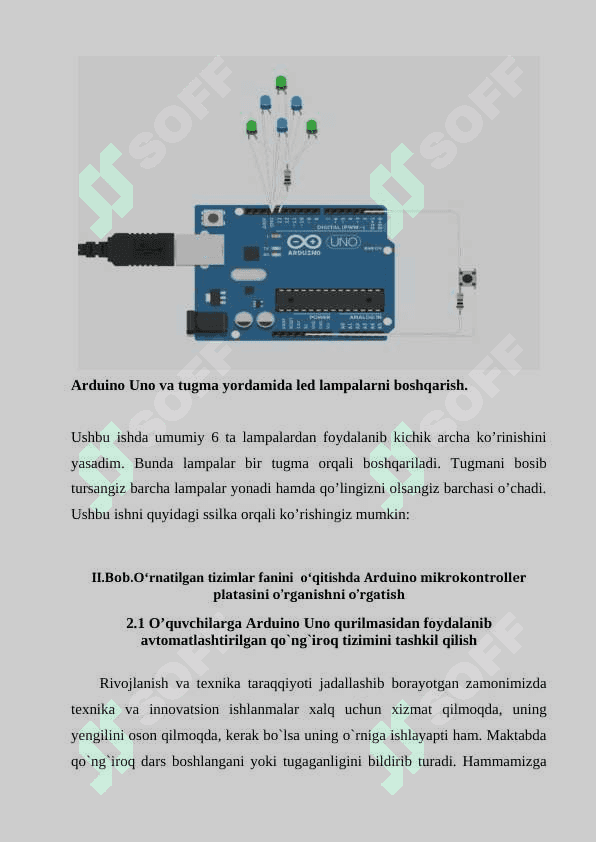 O‘rnatilgan tizimlar fanini  o‘qitishda Arduino Uno qurilmasidan foydalanishning zamonaviy interfaol usullarining ahamiyati va roli. 8