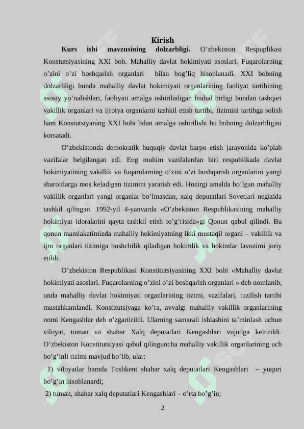 MAHALLIY O'Z-O'ZINI BOSHQARISH ORGANLARI XARAJATLARINI BYUDJETDAN MOLIYALASHTIRISH 2