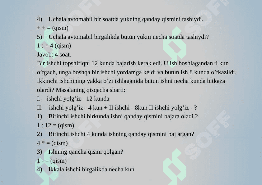 BIRGALIKDA ISHLASHGA DOIR MASALALAR 3