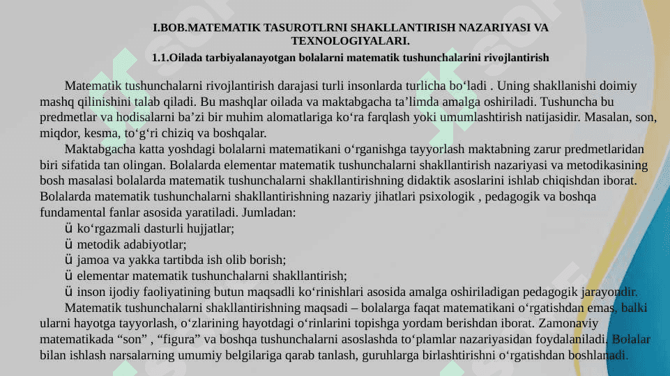 Matematik tasavvurlarni shakllantirish nazariyasi va texnologiyalari 4