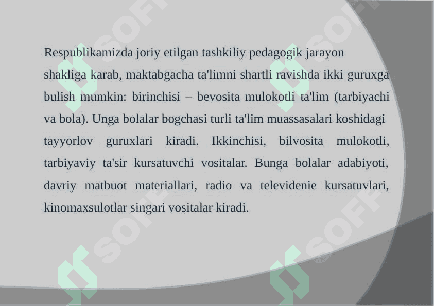 bolani maktabga tayyorlashda MTM ning  o'rni 6
