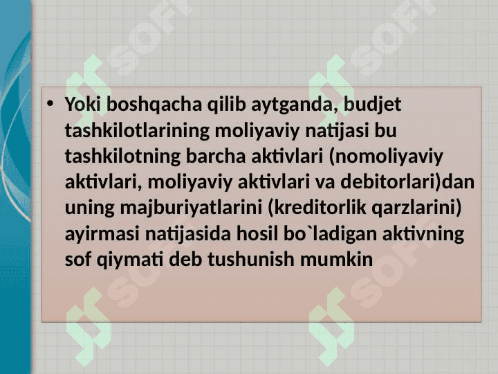 Byudjet tashkilotlarida moliyaviy natijalar hisobi 6