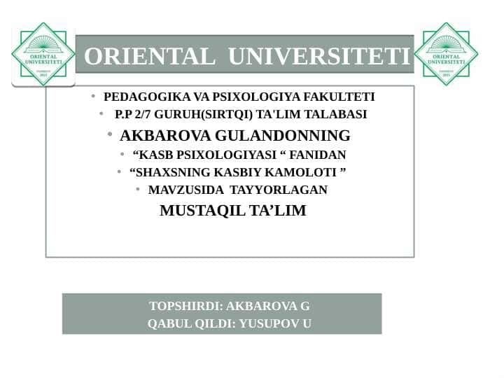 SHAXSNING KASBIY KAMOLOTI 1