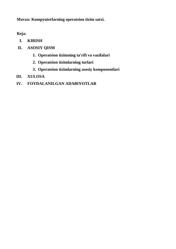 Kompyuterlarning operatsion tizim satxi 1