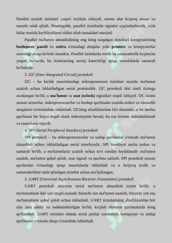 Mikroprotsessor tizimlarining ma'lumot almashish usullari 7