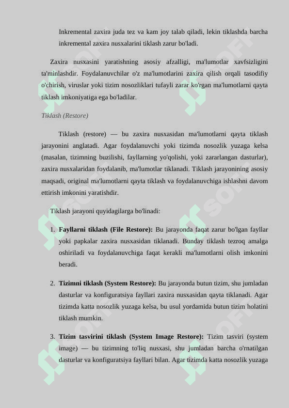 Windows OTda zaxira nusxalashni (Backup and Restore) amalga oshirish. 5