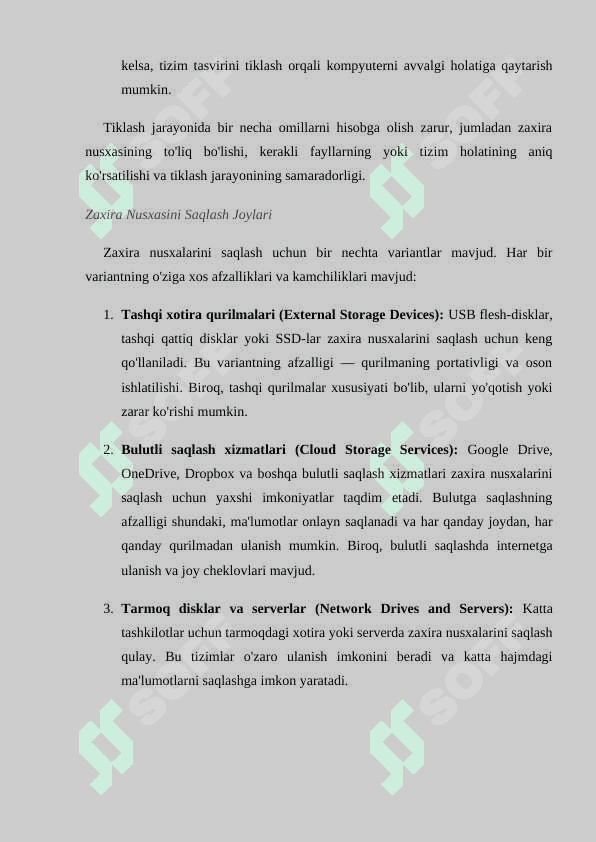 Windows OTda zaxira nusxalashni (Backup and Restore) amalga oshirish. 6