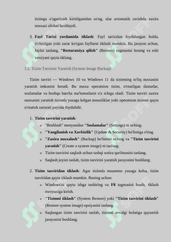 Windows OTda zaxira nusxalashni (Backup and Restore) amalga oshirish. 8