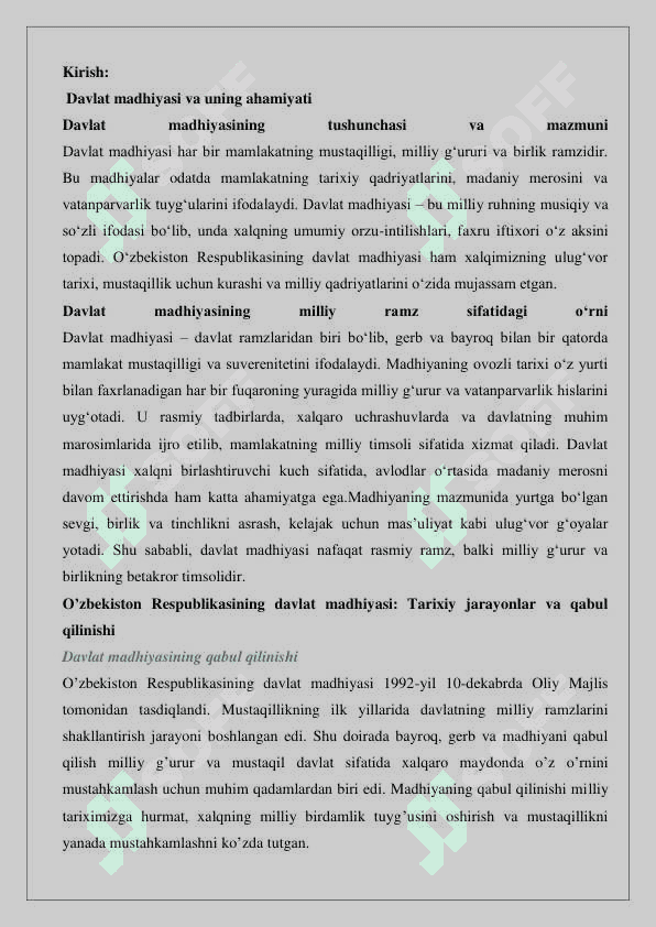 O’zbekiston Respublikasining davlat madhiyasi 25 2