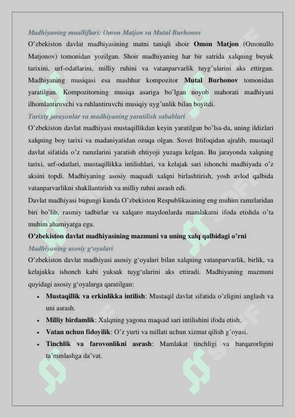 O’zbekiston Respublikasining davlat madhiyasi 25 3